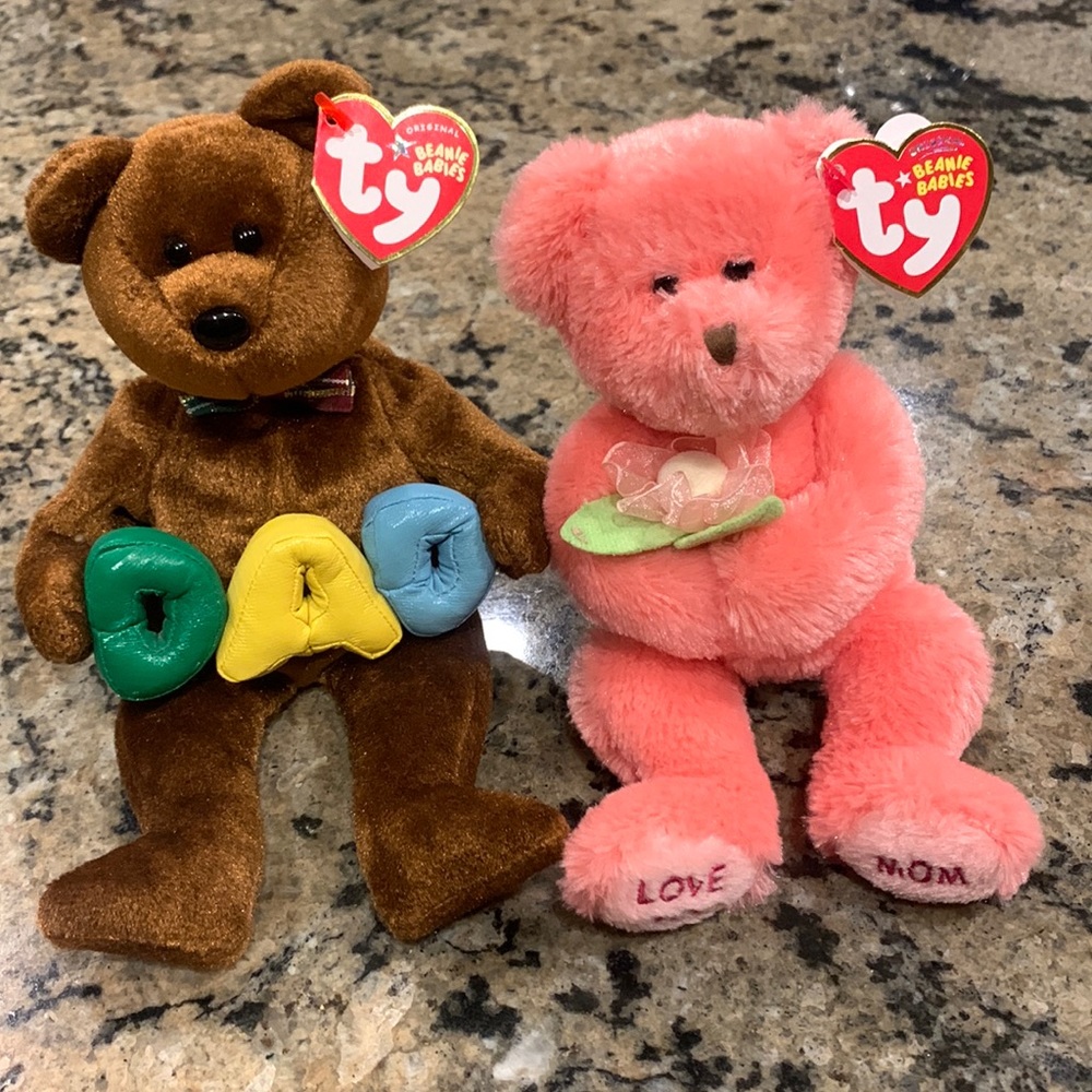Original Ty Beanie Babies “Mom” 🌸 & “Dad” 💙